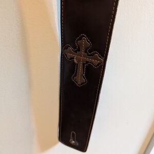 Brown Leather Cross Guitar Strap
